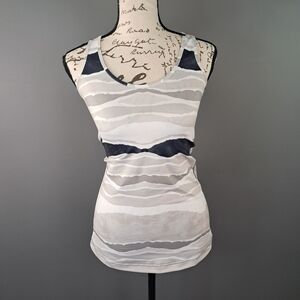 Lululemon Cool Racer Back Bleacher Stripe White And Black Size 4 Womens Tank Top